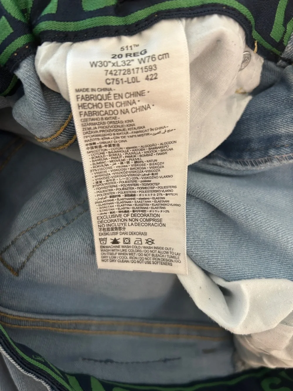 Levi's 511 Boys Jeans Light Wash Size 20